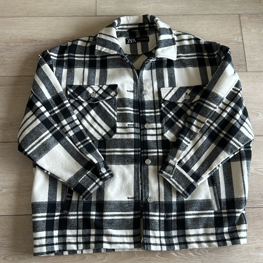 Zara UNISEX Plaid Fleece jacket- Size XL - Picture 3 of 3